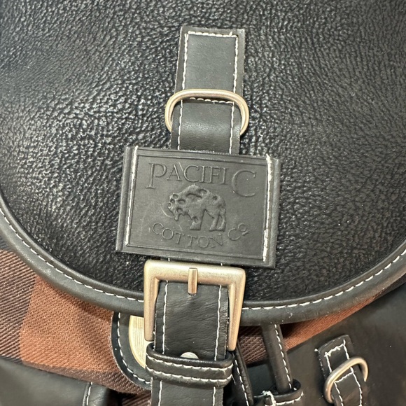 Pacific Cotton Black and Brown Checkered Backpack - Picture 3 of 6